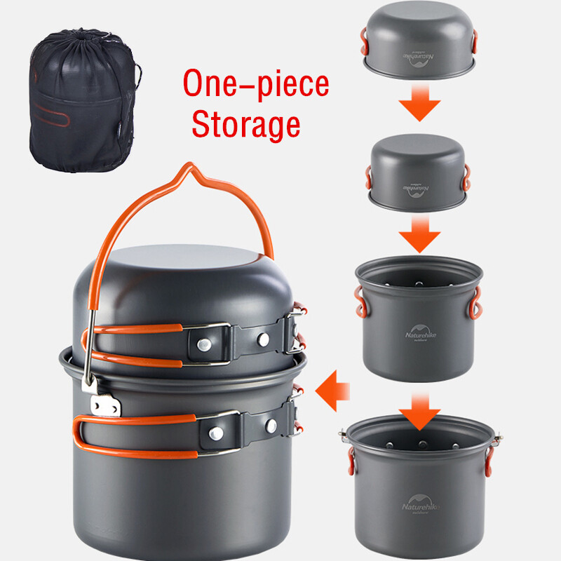 Naturehike Camping Cooking komplekt õues pikniku telkimispott Ultralight kaasaskantav pikniku kööginõud 2-3 inimesele matkamiseks mõeldud Non Sticki potid