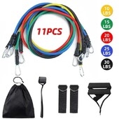 11 бр TPE Resistance Band Set Фитнес лента за дърпане на въже Еластична тренировъчна лента с дръжки за закрепване на врати Чанта за носене Крака Презрамки за глезени