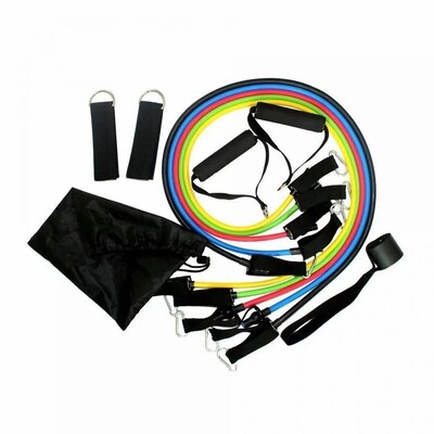 11 бр TPE Resistance Band Set Фитнес лента за дърпане на въже Еластична тренировъчна лента с дръжки за закрепване на врати Чанта за носене Крака Презрамки за глезени