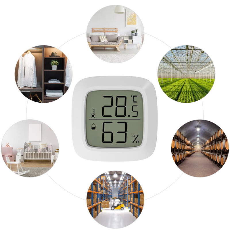 Mini LCD termo-higrometru digital Instrumente de măsurare a temperaturii Contor de temperatură și umiditate cu aspirație magnetică