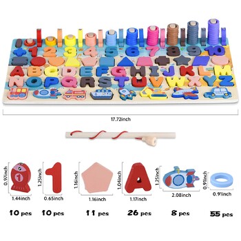 Montessori Wooden Toys Kids Busy Board Animal Math Fishing Numbers matching Digital Shape Educational Toys for Children Δώρα