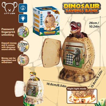 Piggy Bank Dinosaur Toys Ψηφιακά ηλεκτρονικά δακτυλικά αποτυπώματα Φωτεινός κουμπαράς Piggy Banks για εξοικονόμηση χρημάτων και παιχνίδια τραπεζικών παιχνιδιών