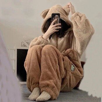 Πιτζάμα κινουμένων σχεδίων Fleece Flannel Anime Onesie Adults Σετ πιτζάμες ζώων Γυναικείες Ανδρικές ζεστές χειμερινές αρκούδες υπνοδωμάτια Cosplay Halloween