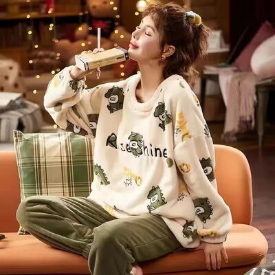 Desen animat pijama flanela Anime Onesie Adulti Set de pijamale cu animale Femei Bărbați Iarnă caldă Urs Lenjerie de dormit Cosplay Halloween