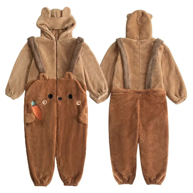 Desen animat pijama flanela Anime Onesie Adulti Set de pijamale cu animale Femei Bărbați Iarnă caldă Urs Lenjerie de dormit Cosplay Halloween