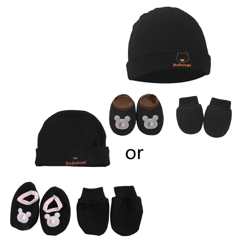 1 set mănuși anti zgârieturi pentru bebeluși, pălărie, set de huse pentru picioare, din bumbac moale nou-născut, mănuși fără zgârieturi, șosete, șapcă șapcă de noapte