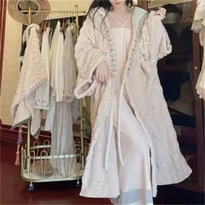 Talvine plüüspaksendatud öösärk, 2023, uus liibuv pidžaamad, naiste pikk keep, mis kannab sooja hommikumantlit, hea välimusega