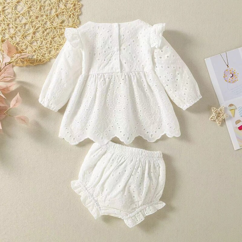 2 TK beebitüdruku suvise pitslillega pikkade varrukatega pontšo komplekt kolmnurkne roomamisülikond, masinpestav