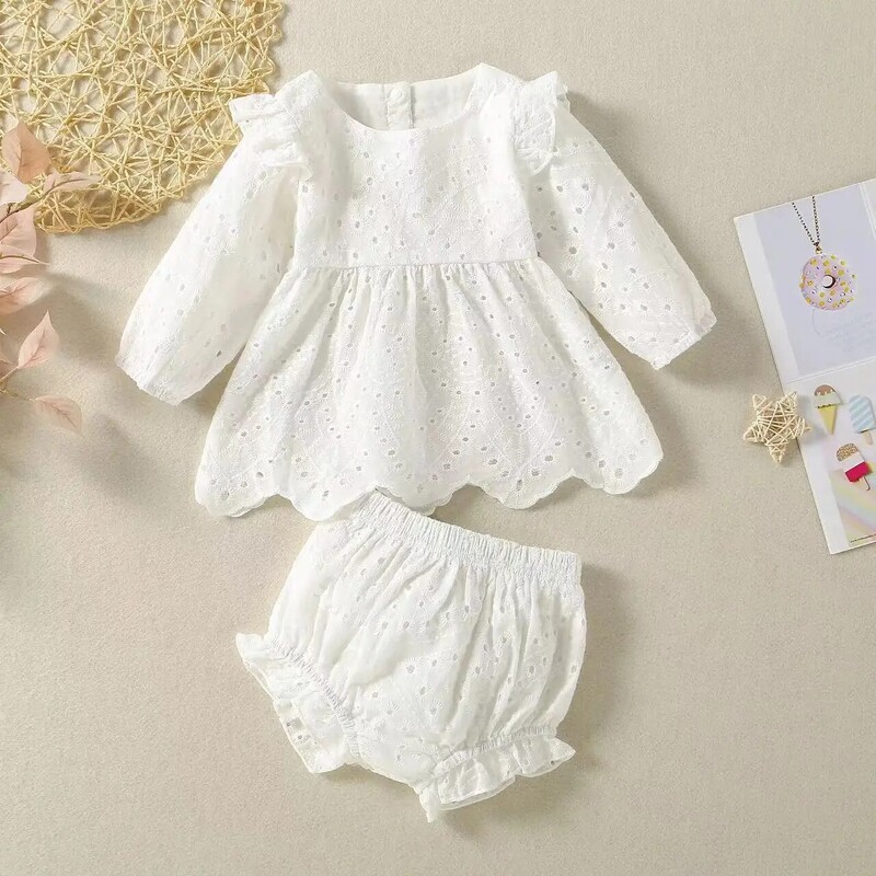 2 TK beebitüdruku suvise pitslillega pikkade varrukatega pontšo komplekt kolmnurkne roomamisülikond, masinpestav