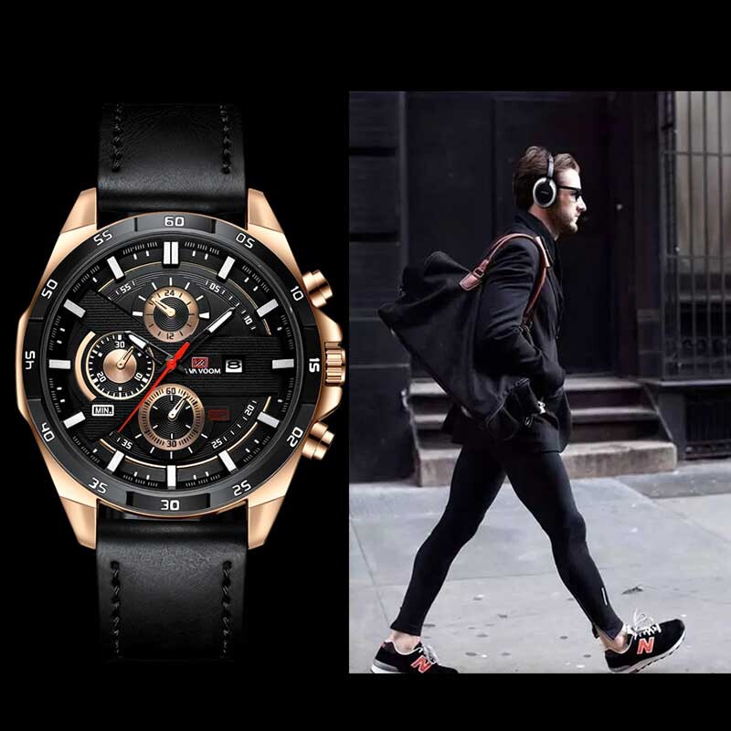 New Fashion Va va Voom Ceas pentru bărbați Ceas de cuarț sport de top de lux, rezistent la apă, piele militară