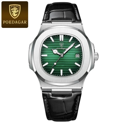 POEDAGAR Top Luxury ανδρικό ρολόι τετράγωνο Date Αδιάβροχο φωτεινό ανδρικό ρολόι χειρός Υψηλής ποιότητας δερμάτινο ανδρικό ρολόγια χαλαζία+κουτί Reloj