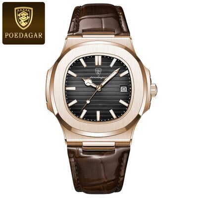 POEDAGAR Top Luxury ανδρικό ρολόι τετράγωνο Date Αδιάβροχο φωτεινό ανδρικό ρολόι χειρός Υψηλής ποιότητας δερμάτινο ανδρικό ρολόγια χαλαζία+κουτί Reloj