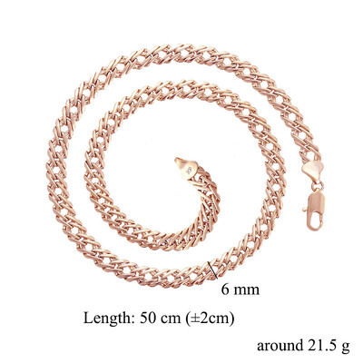 XP Jewelry -- -( 50 cm * 6 mm) Rose 585 Gold színű férfi nyakláncok Divatékszerek Nikkelmentes réz