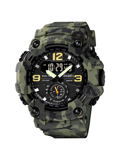 Skmei Fashion Japan Digital Movement 3 Time stopper Kellad Sport Meeste LED-valgusti Veekindel käekell Elektrooniline Alarm Shockp