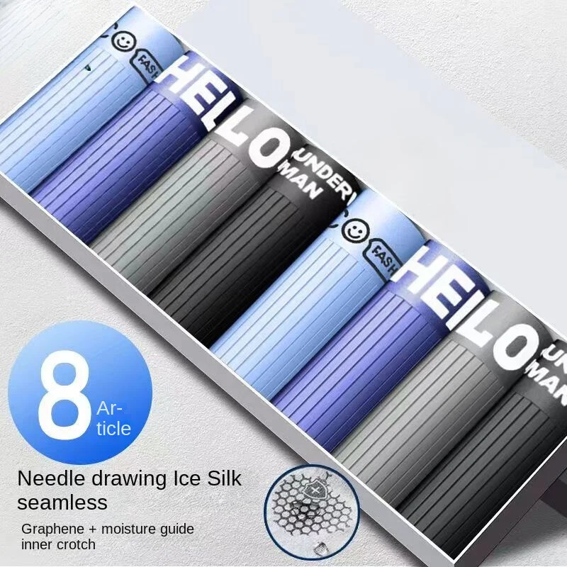 8 paari jääsiidist meeste aluspesu uus imemisnõel bokserpüksid õmblusteta alasti antibakteriaalne suvine nelinurk pluss suurus s