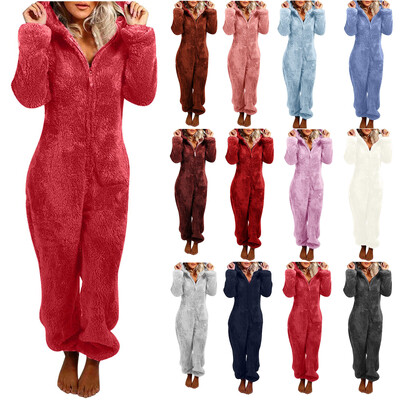 2022. aasta Fashion Onesies fliisist magamisriided, suures suuruses kapuutsiga komplektid naiste pidžaamad Täiskasvanutele talveks soojad pidžaamad, naiste S-5XL