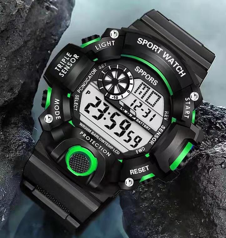 Ceas sport multifuncțional pentru bărbați, ceas electronic pentru elevi de liceu, elevi din ciclul primar, ceas cu alarmă luminos rezistent la apă, ceas de mână pentru copii