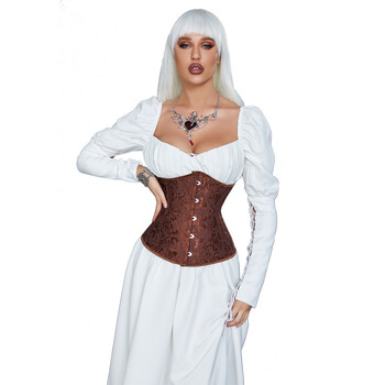 Jacquard Underbust Corset Πλαστικά κόκκαλα Korset Basques Shaper Κομψό μπουστάκι μέσης μπλούζα