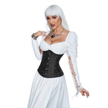 Jacquard Underbust Corset Πλαστικά κόκκαλα Korset Basques Shaper Κομψό μπουστάκι μέσης μπλούζα