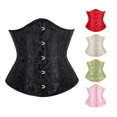 Jacquard Underbust Corset Πλαστικά κόκκαλα Korset Basques Shaper Κομψό μπουστάκι μέσης μπλούζα