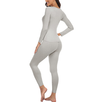 Θερμικό Σετ Εσωρούχων για Γυναικεία Long Johns Base Layer Fleece Lined Soft Top Bottom Σετ 2 τεμαχίων