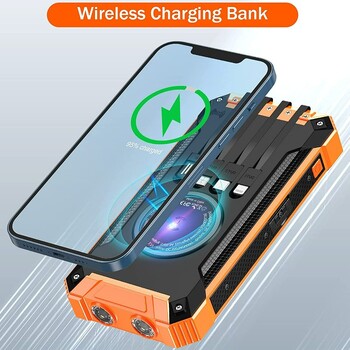 Водоустойчива външна слънчева батерия Power Bank Голям капацитет 20000 Mah 30000 mah Аварийни безжични захранващи банки с 4 линии Универсални