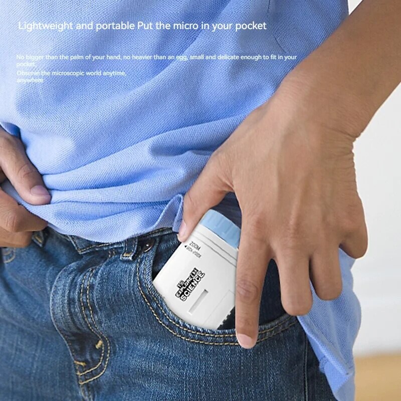 Vaikų nešiojamasis optinis mikroskopas 200 kartų su LED lemputėmis Lauko rankinis tyrinėjimas Mokomieji žaislai Mokslinis eksperimentas