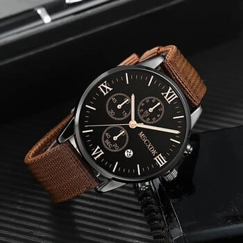 4 τμχ Quartz Watches Βραχιόλι Σετ Ρολόι Ανδρικά Επαγγελματική Μόδα Casual Αξεσουάρ ημερολογίου με στρογγυλό δείκτη