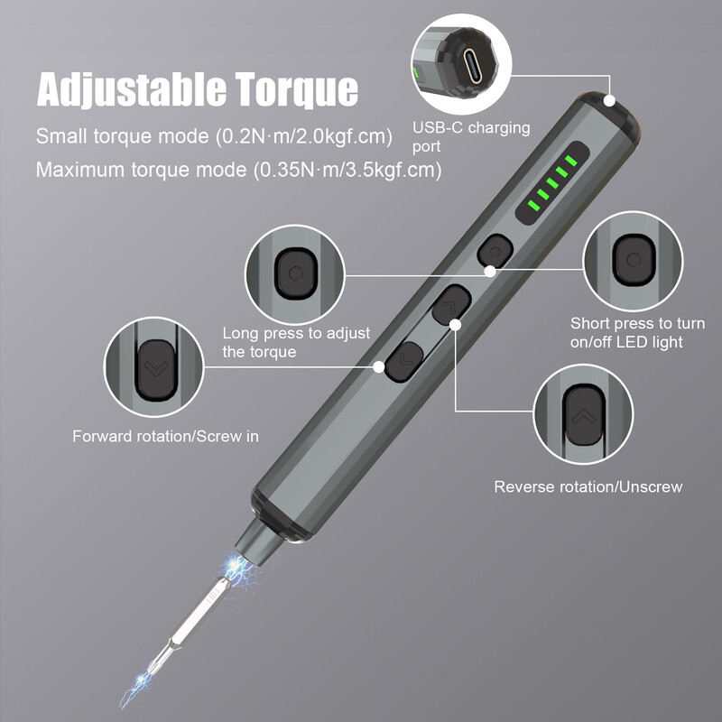 Elektriliste minikruvikeerajate komplekt 68-ühes elektriline remonditööriist 64 magnetilise Torx Phillipsi puuriteraga, 5 pöördemomendi seadistust