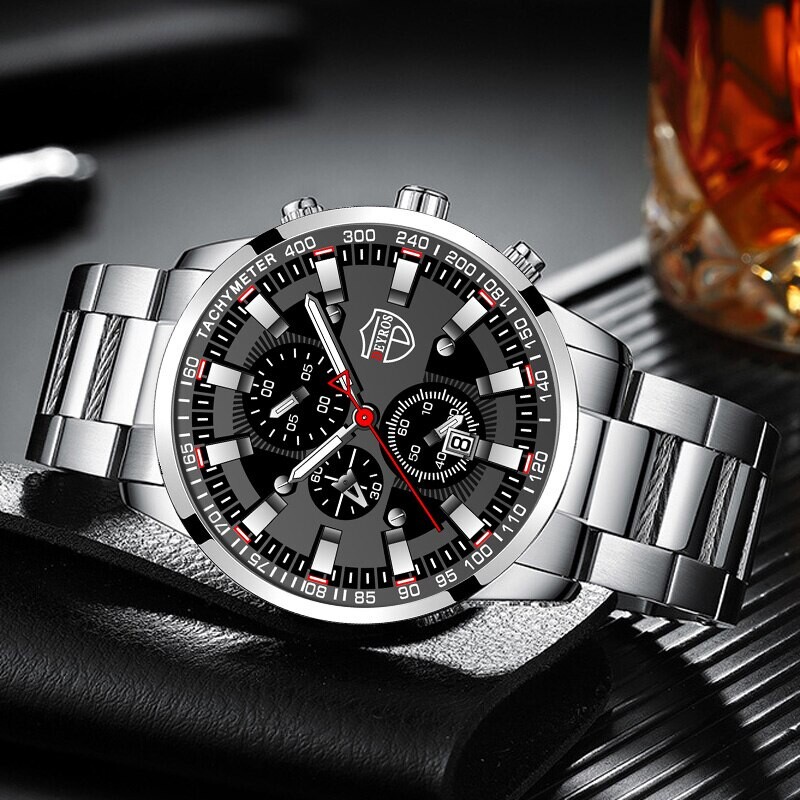 Modni muški sportski satovi Muški poslovni kvarcni sat od nehrđajućeg čelika Luksuzni muški ležerni kalendar Svjetleći sat Reloj Hombre