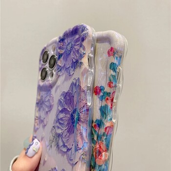 Θήκη τηλεφώνου Laser Blue Light Flowers για iPhone 14 Pro Max 11 12 13 Pro Max 14Pro 13Pro Πολυτελές κάλυμμα σιλικόνης TPU ανθεκτικό στους κραδασμούς