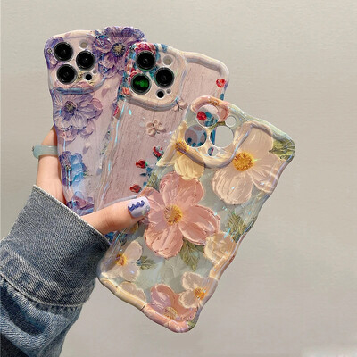 Laser Blue Light Flowers telefoniümbris iPhone 14 Pro Max 11 12 13 Pro Max 14Pro 13Pro Luxury põrutuskindel TPU pehme silikoonkate