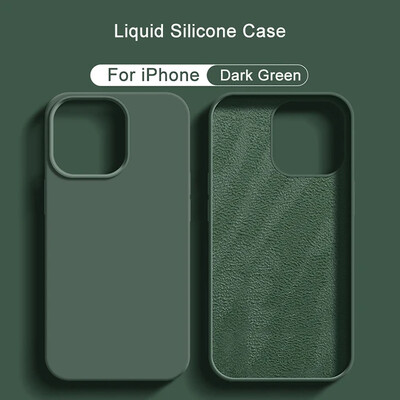 Луксозен течен силиконов калъф за телефон APPLE iPhone 11 13 12 14 15 Pro Max Калъфи за iPhone 15 Plus Удароустойчив защитен капак