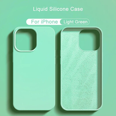 Луксозен течен силиконов калъф за телефон APPLE iPhone 11 13 12 14 15 Pro Max Калъфи за iPhone 15 Plus Удароустойчив защитен капак