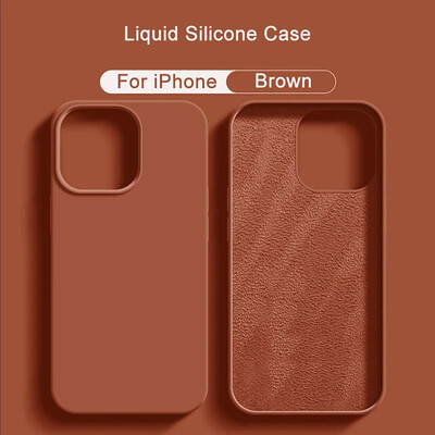 Луксозен течен силиконов калъф за телефон APPLE iPhone 11 13 12 14 15 Pro Max Калъфи за iPhone 15 Plus Удароустойчив защитен капак