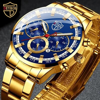 Fashion Men`s Watches Business Stainless Steel Quartz Wrist Watch Calendar Date Male Casual Sports Luminous Clock