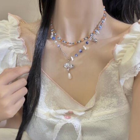 Ogrlica od perli od dopamina u boji od prirodnog kamena, vrhunska ogrlica u obliku kapljice vode, luksuzni lanac za ključnu kost