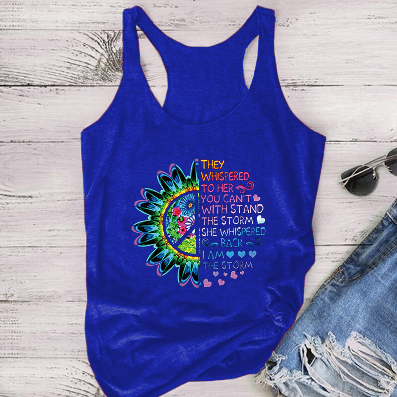 Ženski prsluk bez rukava s vanjskim trgovačkim printom Independent Station i majicom s printom suncokreta