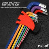 PINTUDY Вътрешен шестоъгълен ключ Цвят Неплъзгащ се против ръжда Издръжлив преносим комплект шестоъгълни ключове Комбинация с шестоъгълна сферична глава
