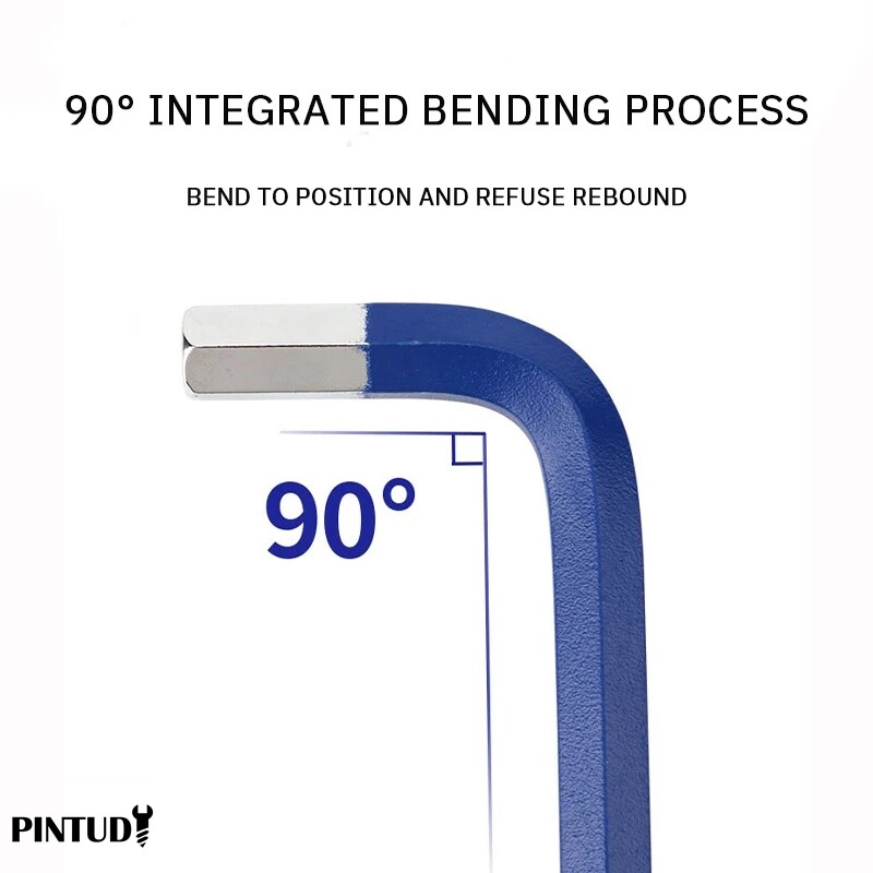 PINTUDY Unutarnji šesterokutni ključ u boji Neklizajući, otporan na hrđu Izdržljiv prijenosni set šesterokutnih ključeva Kombinacija šesterokutne kuglaste glave