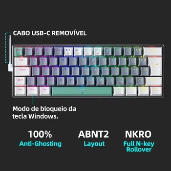 Machenike K500-B61 Mini Mechanical Keyboard 60% ABNT2 Layout RGB Backlight Backlight NKRO Ενσύρματο πληκτρολόγιο παιχνιδιών για PC Gamer