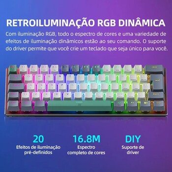 Machenike K500-B61 Mini Mechanical Keyboard 60% ABNT2 Layout RGB Backlight Backlight NKRO Ενσύρματο πληκτρολόγιο παιχνιδιών για PC Gamer