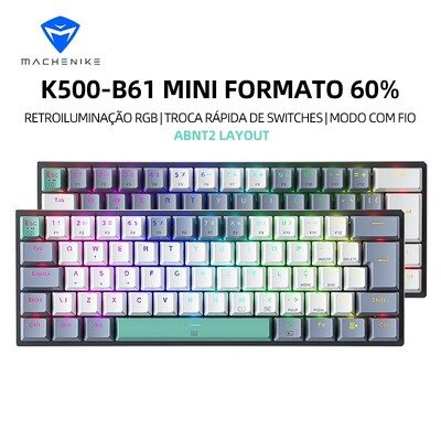 Machenike K500-B61 mini mehāniskā tastatūra 60% ABNT2 izkārtojums RGB fona apgaismojums, karsti maināma NKRO vadu spēļu tastatūra PC spēlētājiem