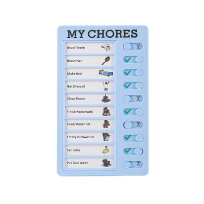 Korduvkasutatavate Minu kodutööde kontroll-loend Päevaplaneerija memo Plastist tahvli tööülesannete tabel Lapse enesedistsipliini kaart vastutuse käitumise kohta