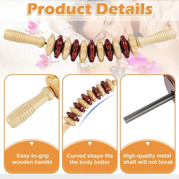 Wood Therapy Fasci Massage Tools Curved Wooden Massage Roller Λεμφική παροχέτευση Μασάζ Μείωση κυτταρίτιδας και μυϊκή ένταση