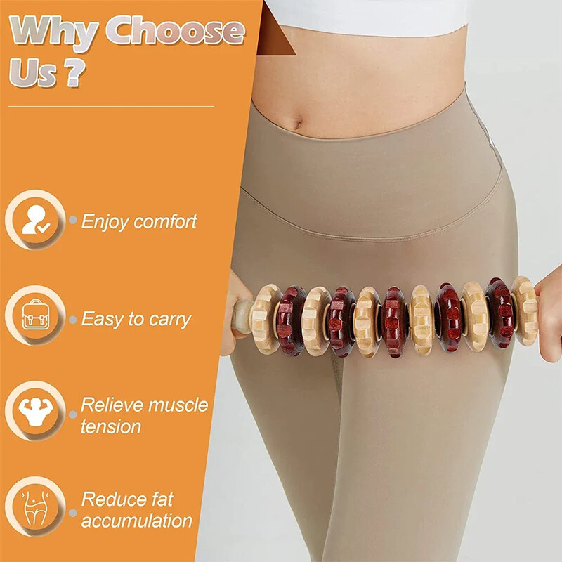 Puiduteraapia Fasci massaaži tööriistad Kumerad puidust massaažirullid lümfidrenaaži masseerija tselluliidi vähendamiseks ja lihaspingete vähendamiseks