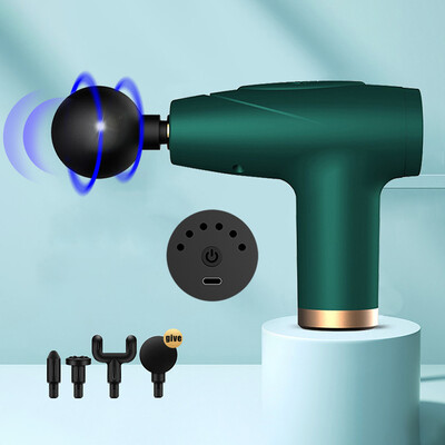 Must 4-pealine minifasciapüstol mitmeastmeline massaažipüstol lihaste lõdvestav massaaživarustus kaasaskantav vibratsioonimassöör