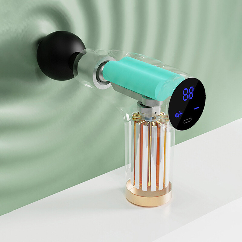 Must 4-pealine minifasciapüstol mitmeastmeline massaažipüstol lihaste lõdvestav massaaživarustus kaasaskantav vibratsioonimassöör