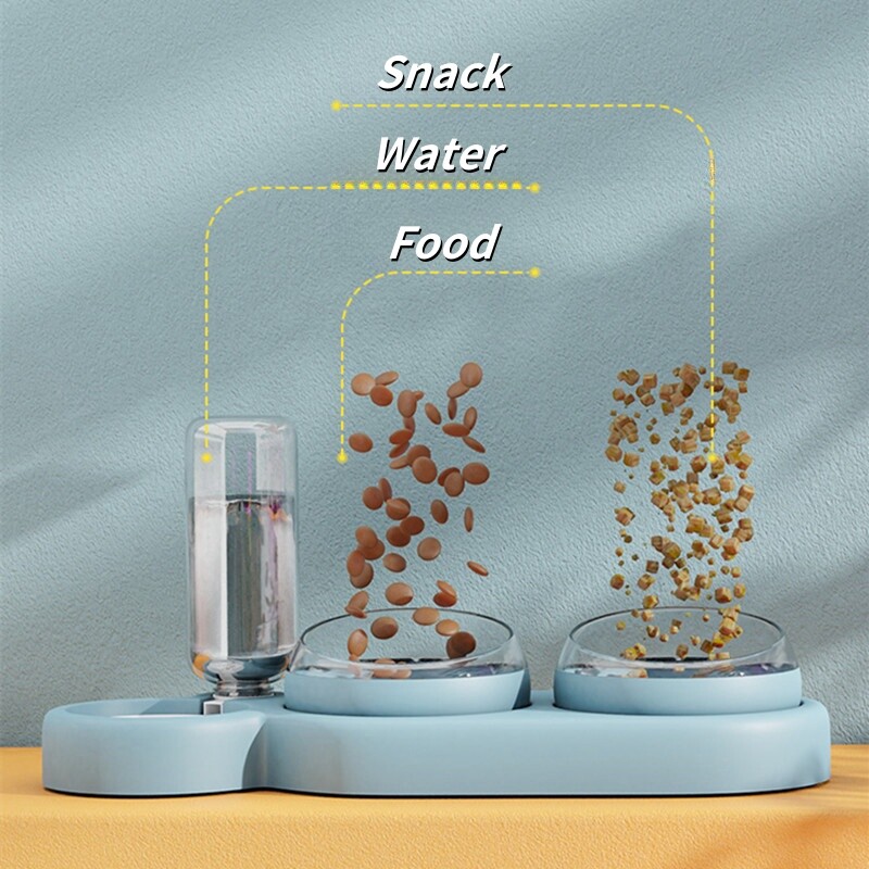 Kassi kutsikakausid Toidu sööda veejaotur Kutsikaim kauss pritsmekindla veega 3 in 1 kasside söötja söötmiskauss Lemmikloomatarbed