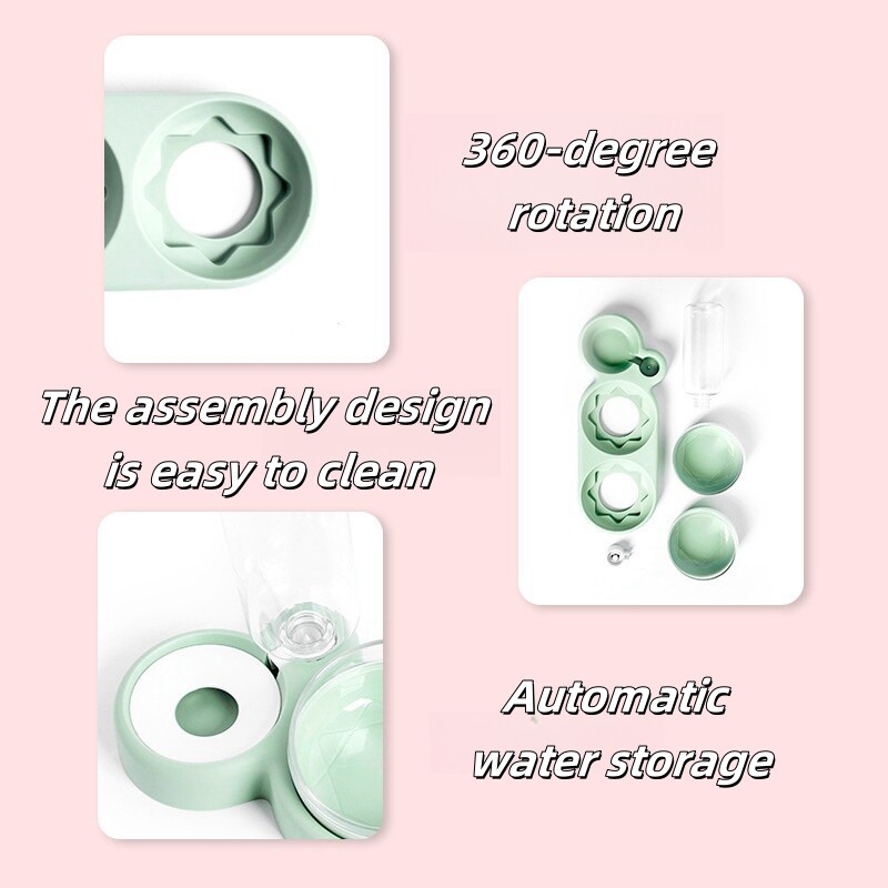 Kassi kutsikakausid Toidu sööda veejaotur Kutsikaim kauss pritsmekindla veega 3 in 1 kasside söötja söötmiskauss Lemmikloomatarbed